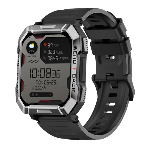 W60-Black_01 Blackview W60 - Montre intelligente extérieure Campass avec lampe de poche LED 2,01 pouces 900 mAh